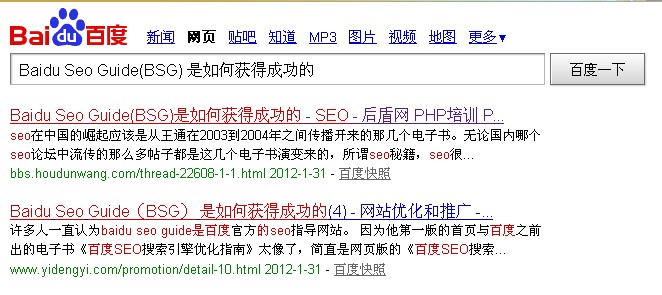 Baidu Seo Guide（BSG） 是如何获得成功的