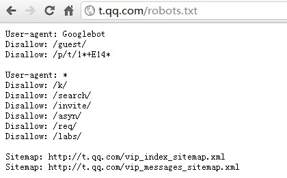 腾讯微博的robots.txt